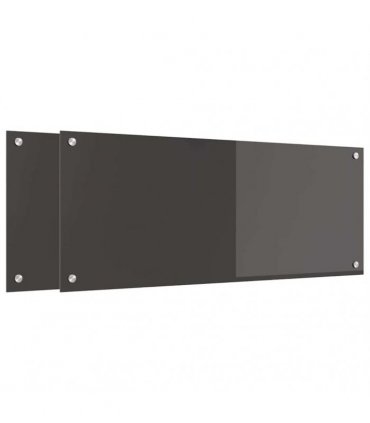 vidaXL Kitchen Backsplash 2 pcs Dark Grey 100 x 40 cm Tempered Glass