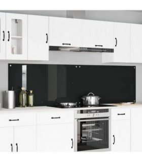 vidaXL Kitchen Backsplash 2 pcs Black 110 x 60 cm Tempered Glass
