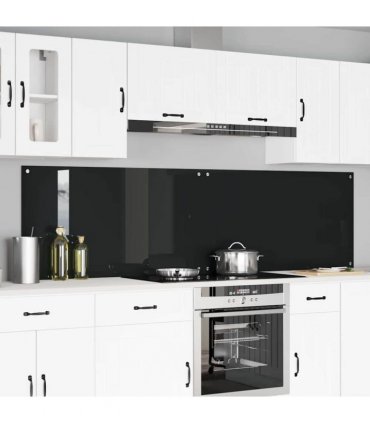 vidaXL Kitchen Backsplash 2 pcs Black 110 x 60 cm Tempered Glass