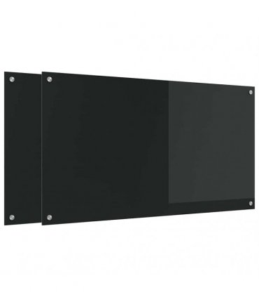 vidaXL Kitchen Backsplash 2 pcs Black 110 x 60 cm Tempered Glass