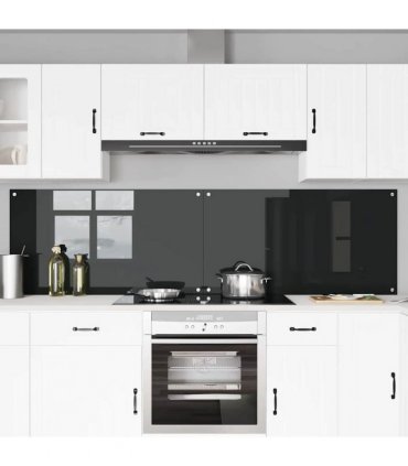 vidaXL Kitchen Backsplash 2 pcs Black 110 x 60 cm Tempered Glass