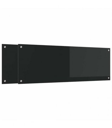 vidaXL Kitchen Backsplash 2 pcs Black 120 x 40 cm Tempered Glass