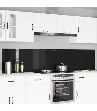 vidaXL Kitchen Backsplash 2 pcs Black 120 x 50 cm Tempered Glass