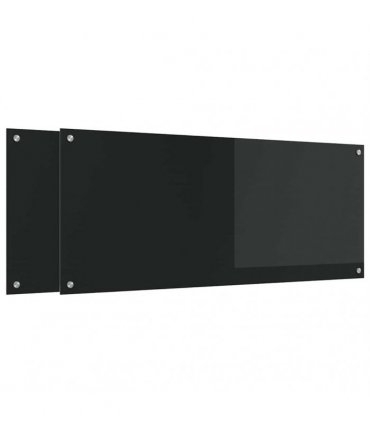 vidaXL Kitchen Backsplash 2 pcs Black 120 x 50 cm Tempered Glass