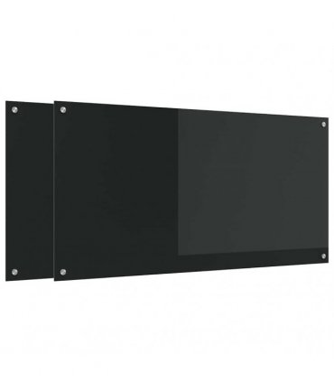 vidaXL Kitchen Backsplash 2 pcs Black 120 x 60 cm Tempered Glass