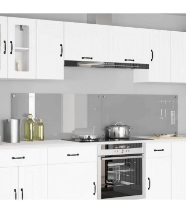 vidaXL Kitchen Backsplash 2 pcs Light Grey 110 x 50 cm Tempered Glass