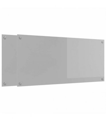 vidaXL Kitchen Backsplash 2 pcs Light Grey 110 x 50 cm Tempered Glass