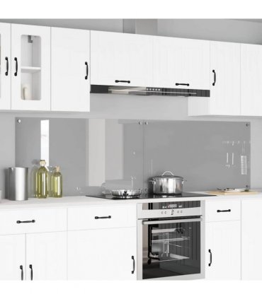vidaXL Kitchen Backsplash 2 pcs Light Grey 110 x 60 cm Tempered Glass