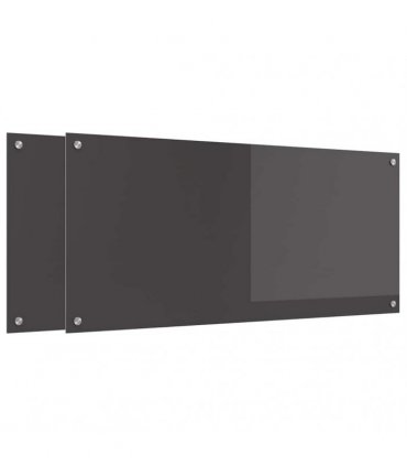 vidaXL Kitchen Backsplash 2 pcs Dark Grey 110 x 50 cm Tempered Glass
