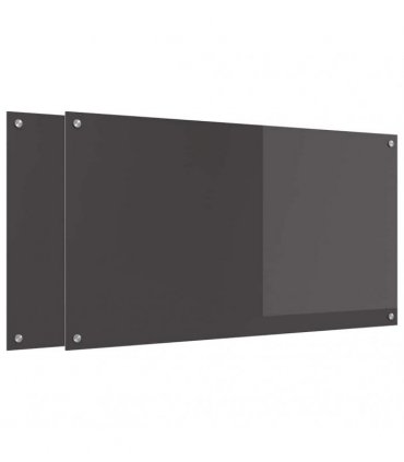 vidaXL Kitchen Backsplash 2 pcs Dark Grey 110 x 60 cm Tempered Glass