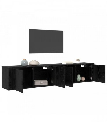 vidaXL Wall-mounted TV Cabinet Set 2 pcs 100 x 34.5 x 40 cm Black Oak