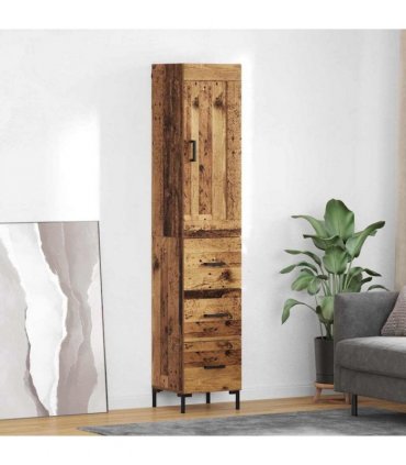 vidaXL Highboard Old Wood 34.5 x 34 x 180 cm Engineered Wood