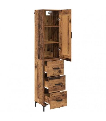 vidaXL Highboard Old Wood 34.5 x 34 x 180 cm Engineered Wood