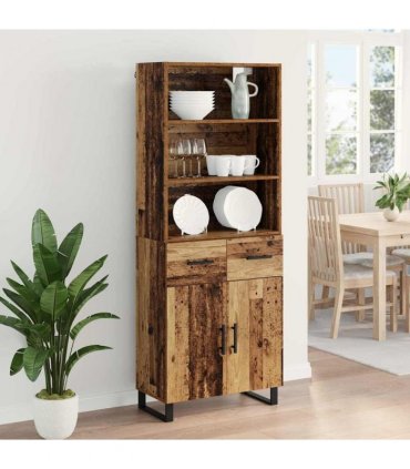 vidaXL Highboard 2 pcs Old Wood 69.5 x 34 x 180 cm