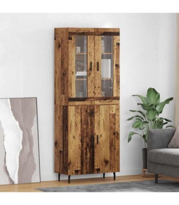 vidaXL Highboard 2 pcs Old Wood 69.5 x 34 x 180 cm Engineered Wood