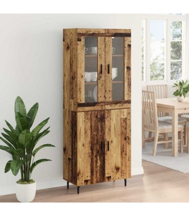 vidaXL Highboard 2 pcs Old Wood 69.5 x 34 x 180 cm Engineered Wood