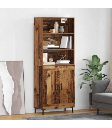 vidaXL Highboard Old Wood 69.5 x 34 x 180 cm Engineered Wood
