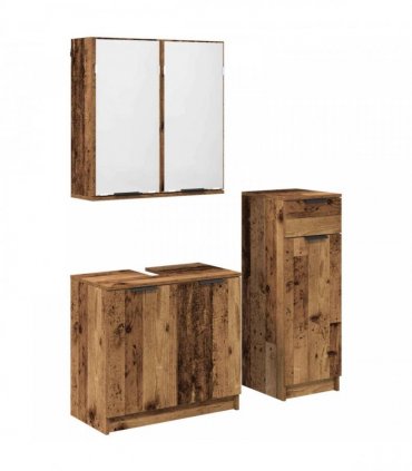 vidaXL Bathroom Furniture Set 3 pcs Old Wood Engineered Wood