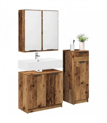 vidaXL Bathroom Furniture Set 3 pcs Old Wood Engineered Wood