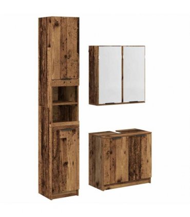 vidaXL Bathroom Cabinet Set 3 pcs Old Wood Engineered Wood