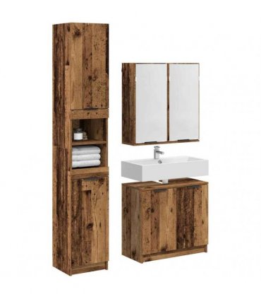 vidaXL Bathroom Cabinet Set 3 pcs Old Wood Engineered Wood