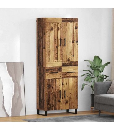 vidaXL Highboard 2 pcs Old Wood 69.5 x 34 x 180 cm