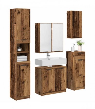 vidaXL Bathroom Furniture Set 5 pcs Old Wood Engineered Wood