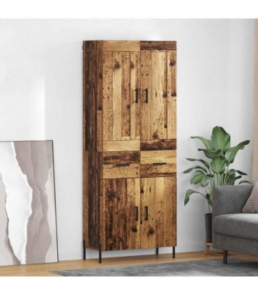 vidaXL Highboard 2 pcs Old Wood 69.5 x 34 x 180 cm Engineered Wood