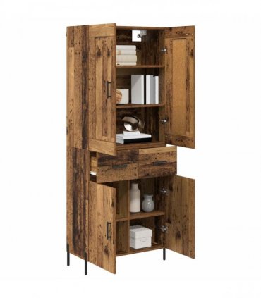 vidaXL Highboard 2 pcs Old Wood 69.5 x 34 x 180 cm Engineered Wood