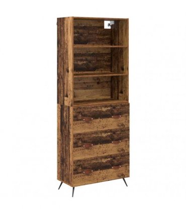 vidaXL Highboard Old Wood 69.5 x 34 x 180 cm Engineered Wood