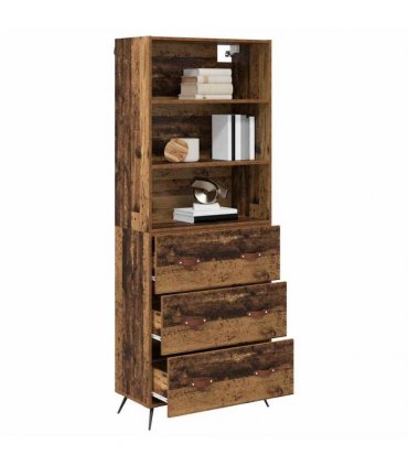 vidaXL Highboard Old Wood 69.5 x 34 x 180 cm Engineered Wood