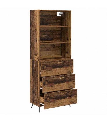 vidaXL Highboard Old Wood 69.5 x 34 x 180 cm Engineered Wood