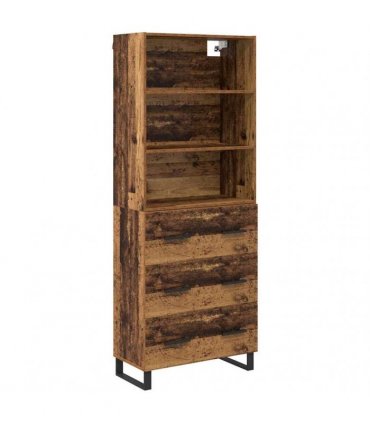vidaXL Highboard 2 pcs Old Wood 69.5 x 34 x 180 cm