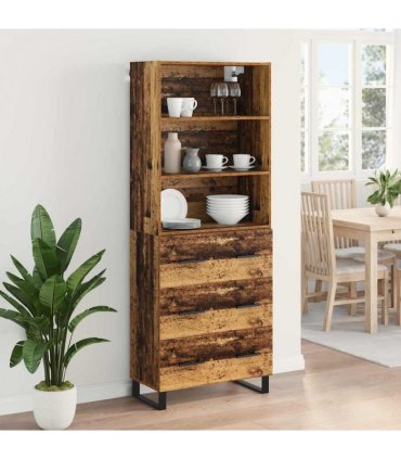 vidaXL Highboard 2 pcs Old Wood 69.5 x 34 x 180 cm