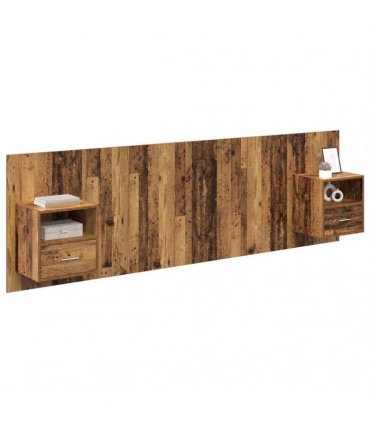 vidaXL Headboard With Cabinet 3 pcs Old Wood Engineered Wood
