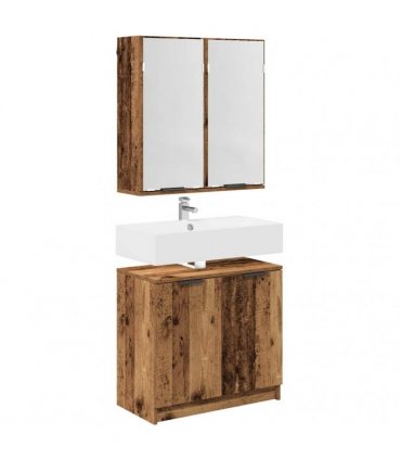 vidaXL Bathroom Cabinet Set 2 pcs Old Wood Engineered Wood