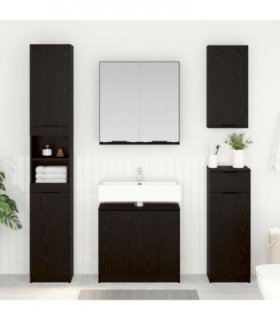 vidaXL Bathroom Cabinet Set 3 pcs Black Oak Engineered Wood