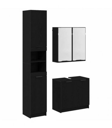 vidaXL Bathroom Cabinet Set 3 pcs Black Oak Engineered Wood
