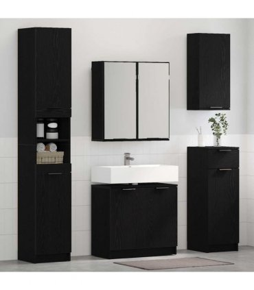 vidaXL Bathroom Cabinet Set 3 pcs Black Oak Engineered Wood
