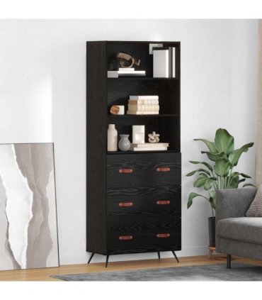 vidaXL Highboard Black oak 69.5 x 34 x 180 cm Engineered Wood