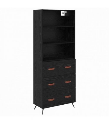 vidaXL Highboard Black oak 69.5 x 34 x 180 cm Engineered Wood