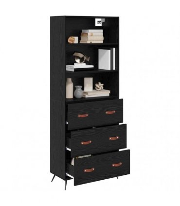 vidaXL Highboard Black oak 69.5 x 34 x 180 cm Engineered Wood