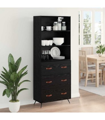 vidaXL Highboard Black oak 69.5 x 34 x 180 cm Engineered Wood