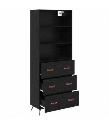 vidaXL Highboard Black oak 69.5 x 34 x 180 cm Engineered Wood