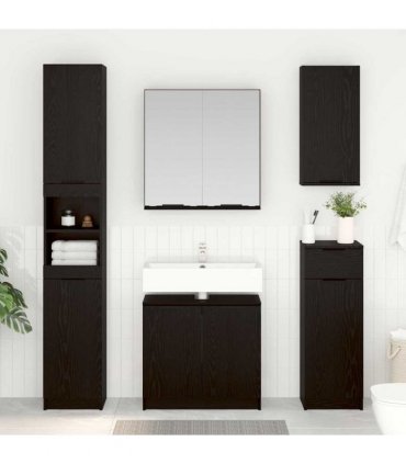 vidaXL Bathroom Cabinet Set 2 pcs Black Oak Engineered Wood