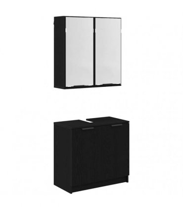 vidaXL Bathroom Cabinet Set 2 pcs Black Oak Engineered Wood