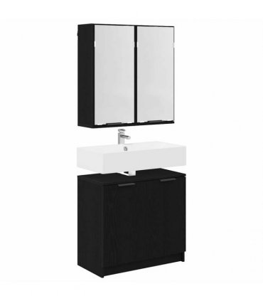 vidaXL Bathroom Cabinet Set 2 pcs Black Oak Engineered Wood