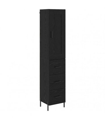 vidaXL Highboard Black Oak 34.5 x 34 x 180 cm Engineered Wood