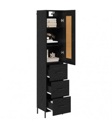 vidaXL Highboard Black Oak 34.5 x 34 x 180 cm Engineered Wood