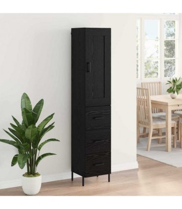 vidaXL Highboard Black Oak 34.5 x 34 x 180 cm Engineered Wood